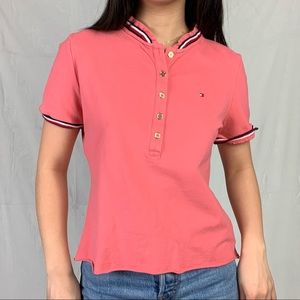tommy hilfiger xs pink frill trim shirt